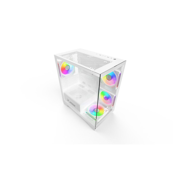 صندوق كمبيوتر للألعاب HOOK BOLT – ميد تور بزجاج مقوى و4 مراوح RGB – أبيض صندوق كمبيوتر للألعاب HOOK BOLT – ميد تور بزجاج مقوى و4 مراوح RGB – أبيض