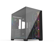 HOOK BLAZE ARGB,7 Pre-installed 120mm ARGB Fans, Tempered Glass Panels: Dual 2-side, Multi-Radiators Support - Black
