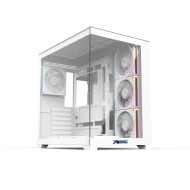 HOOK BLAZE ARGB,7 Pre-installed 120mm ARGB Fans, Tempered Glass Panels: Dual 2-side, Multi-Radiators Support - White