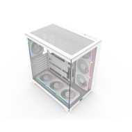 HOOK BLAZE ARGB,7 Pre-installed 120mm ARGB Fans, Tempered Glass Panels: Dual 2-side, Multi-Radiators Support - White