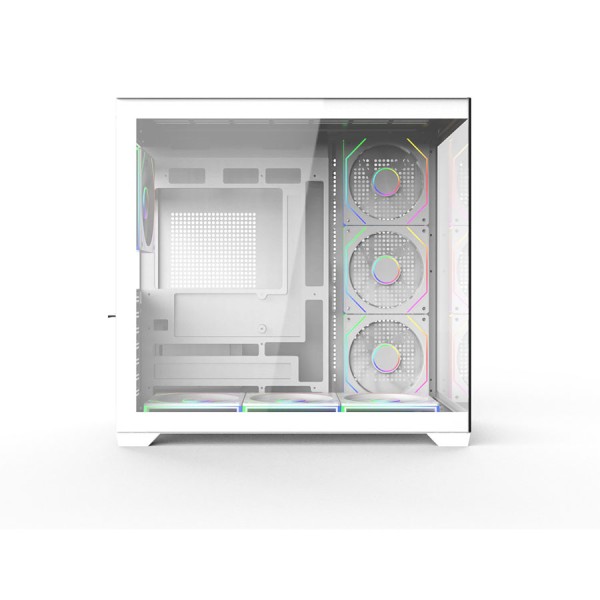 HOOK BLAZE ARGB,7 Pre-installed 120mm ARGB Fans, Tempered Glass Panels: Dual 2-side, Multi-Radiators Support - White