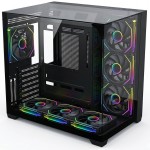 HOOK O11 VISION Mid Tower Case - 7 ARGB Fans - 3-Sided Tempered Glass - Black