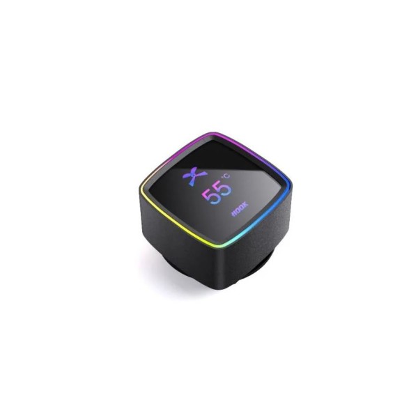 مبرد مائي احترافي HOOK Frost 360 ARGB, ريديتور 360 ملم مع 3 مراوح 120مم بإضاءة ARGB, شاشة LCD مدمجة بقياس 2.1 بوصة,  متوافق مع معالجات AMD وIntel - أسود