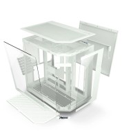 صندوق كمبيوتر  للألعاب HOOK Thunder بواجهة زجاجية (ميد تاور)  – مزود بـ 7 مراوح RGB - أبيض