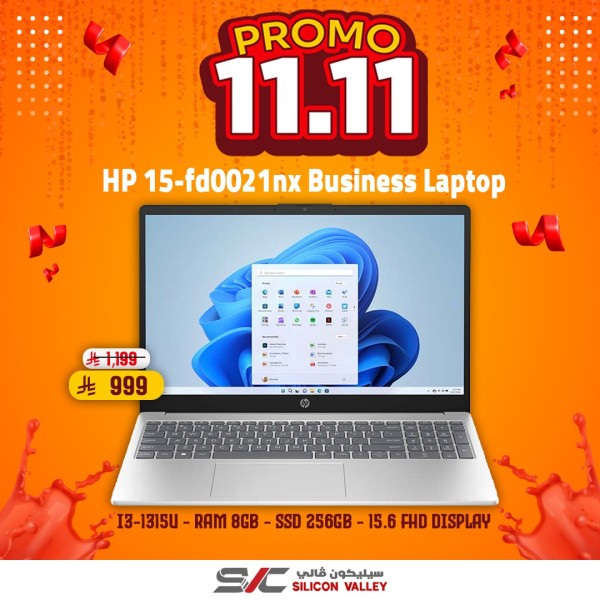 11.11 OFFERS - HP 15-fd0021nx laptop, 15.6-inch Full HD IPS panel. 8GB DDR4, 256GB M.2 SSD, DOS - SILVER
