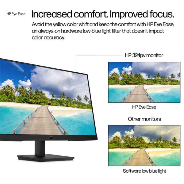 شاشة HP Series 3 Pro 324pv، مقاس 23.8 بوصة بدقة Full HD ‏1920×1080، معدل   / تحديث 100 هرتز، زمن استجابة 5 مللي ثانية، إمكانية تعديل الميلان، تصميم نحيف - اسود - 9U5C1AS#A2N