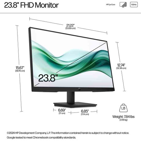 شاشة HP مكتبية عملية مقاس 24" - دقة FHD - لوحة VA - تباين عالٍ 3000:1 - تردد 100Hz - موفرة للطاقة شاشة HP مكتبية عملية مقاس 24" - دقة FHD - لوحة VA - تباين عالٍ 3000:1 - تردد 100Hz - موفرة للطاقة