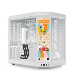 HYTE Y70 Touch Infinite ATX Dual Chamber Mid Tower Case, Integrated touchscreen, Vertical PCIe 4.0 GPU mounting - WHITE