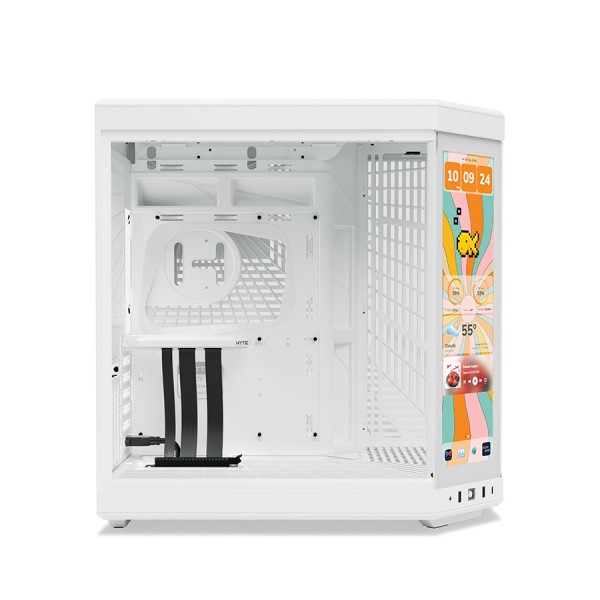 HYTE Y70 Touch Infinite ATX Dual Chamber Mid Tower Case, Integrated touchscreen, Vertical PCIe 4.0 GPU mounting - WHITE