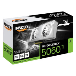 كرت شاشة احترافي INNO3D GeForce RTX 5060 Ti TWIN X2, ذاكرة 16GB GDDR7, تبريد مزدوج المراوح, اصدار مكسور السرعة OC, يدعم تقنيات Ray Tracing وDLSS 4- أبيض كرت شاشة احترافي INNO3D GeForce RTX 5060 Ti TWIN X2, ذاكرة 16GB GDDR7, تبريد مزدوج المراوح, اصدار مكسور السرعة OC, يدعم تقنيات Ray Tracing وDLSS 4- أبيض