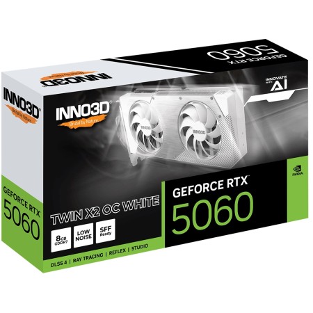 GRAPHIC CARD INNO3D GeForce RTX 5060 Twin X2, 8GB GDDR7, OC Edition, dual-fan, PCIe 5.0, Support DLSS 4, Ray Tracing - WHITE GRAPHIC CARD INNO3D GeForce RTX 5060 Twin X2, 8GB GDDR7, OC Edition, dual-fan, PCIe 5.0, Support DLSS 4, Ray Tracing - WHITE