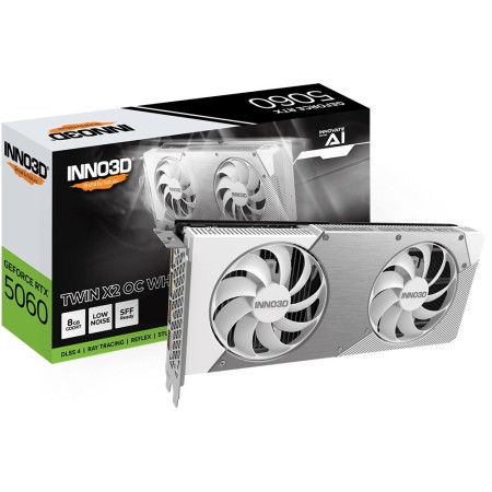 GRAPHIC CARD INNO3D GeForce RTX 5060 Twin X2, 8GB GDDR7, OC Edition, dual-fan, PCIe 5.0, Support DLSS 4, Ray Tracing - WHITE GRAPHIC CARD INNO3D GeForce RTX 5060 Twin X2, 8GB GDDR7, OC Edition, dual-fan, PCIe 5.0, Support DLSS 4, Ray Tracing - WHITE