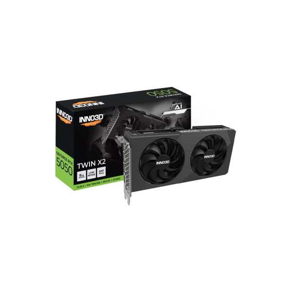 كرت شاشة الألعاب INNO3D GeForce RTX 5050 TWIN X2 8GB GDDR6 ثنائي المراوح - أسود كرت شاشة الألعاب INNO3D GeForce RTX 5050 TWIN X2 8GB GDDR6 ثنائي المراوح - أسود
