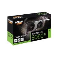 كرت شاشة INNO3D RTX 5060 Ti Twin X2, ذاكرة 8 جيجابايت GDDR7, يدعم PCI Express 5.0, اصدار مكسور السرعة OC, مروحتين بتصميم مزدوج -  أسود
