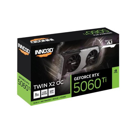 GRAPHIC CARD INNO3D GeForce RTX 5060 Ti, 8GB GDDR7, OC Edition, Dual Fan Cooling system, PCIe 5.0, Support DLSS4, Ray Tracing - BLACK