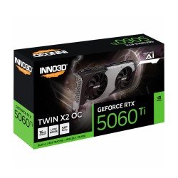 NNO3D GeForce RTX 5060 Ti Twin X2, 16GB GDDR7, 128-bit, up to 2,602 MHz (OC version), PCIe 5.0, dual-fan cooler - BLACK