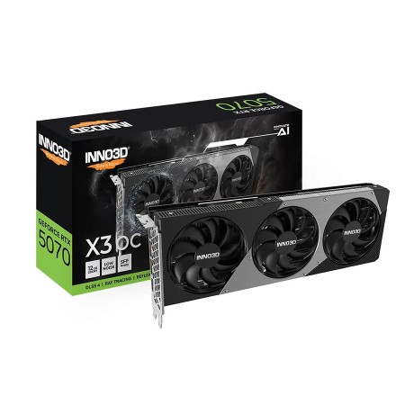 GRAPHIC CARD INNO3D RTX 5070 12GB GDDR7, Triple-fan system,OC Edition, PCIe 5.0, Support Ray Tracing and DLSS - BLACK GRAPHIC CARD INNO3D RTX 5070 12GB GDDR7, Triple-fan system,OC Edition, PCIe 5.0, Support Ray Tracing and DLSS - BLACK