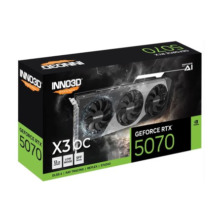 GRAPHIC CARD INNO3D RTX 5070 12GB GDDR7, Triple-fan system,OC Edition, PCIe 5.0, Support Ray Tracing and DLSS - BLACK