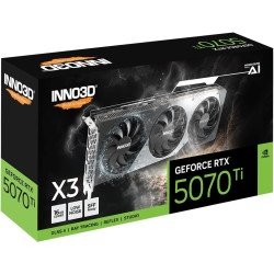 بطاقة رسومية INNO3D RTX 5070 Ti X3, ذاكرة 16GB GDDR7, دعم تقنيات Ray Tracing وDLSS 4 - أسود 