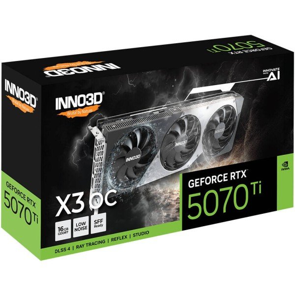 بطاقة رسومات Inno3D GeForce RTX 5070 Ti X3 OC 16GB GDDR7 – بطاقة عالية الأداء مع تبريد ثلاثي المراوح بطاقة رسومات Inno3D GeForce RTX 5070 Ti X3 OC 16GB GDDR7 – بطاقة عالية الأداء مع تبريد ثلاثي المراوح