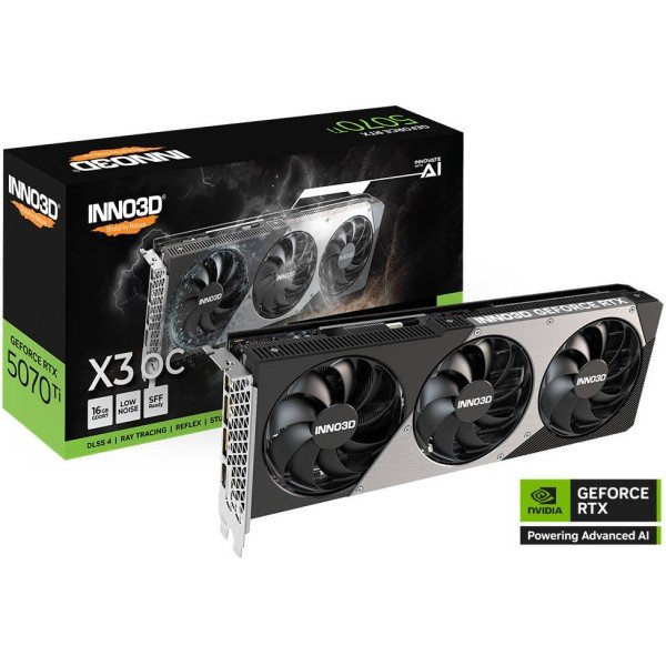 بطاقة رسومات Inno3D GeForce RTX 5070 Ti X3 OC 16GB GDDR7 – بطاقة عالية الأداء مع تبريد ثلاثي المراوح بطاقة رسومات Inno3D GeForce RTX 5070 Ti X3 OC 16GB GDDR7 – بطاقة عالية الأداء مع تبريد ثلاثي المراوح
