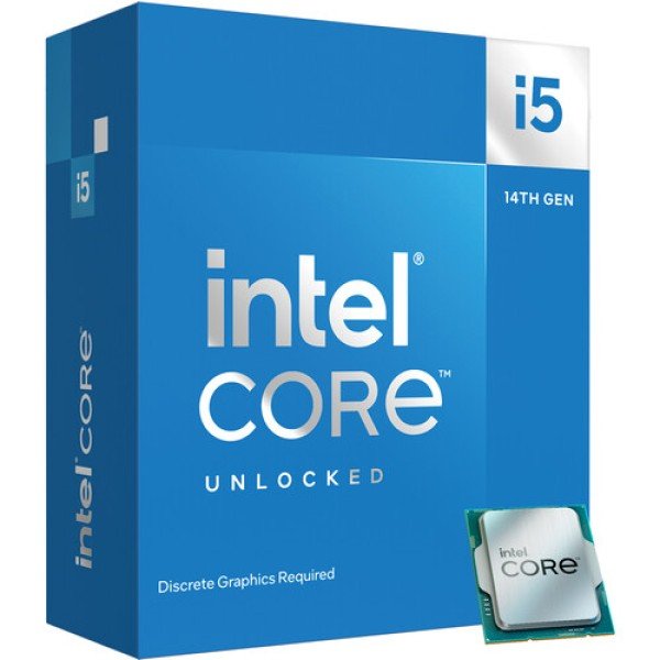 معالج Intel Core i5-14600KF, تردد يصل الى 5.3GHz, يدعم ذاكرة DDR5 وDDR4, يأتي ب 14 نواة و 20 خيط معالجة, يدعم واجهة PCIe 5.0 و 4.0 معالج Intel Core i5-14600KF, تردد يصل الى 5.3GHz, يدعم ذاكرة DDR5 وDDR4, يأتي ب 14 نواة و 20 خيط معالجة, يدعم واجهة PCIe 5.0 و 4.0