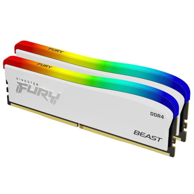KINGSTON FURY BEAST RAM DDR4 16GB (2X8GB) 3600MT/s DESKTOP RGB (AURA) - WHITE