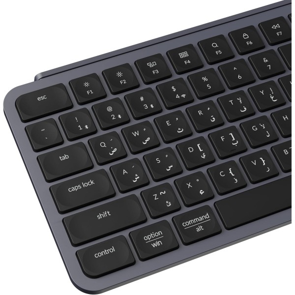لوحة مفاتيح لاسلكية Keychron B6 Pro, اتصال متعدد عبر Bluetooth 5.2 و 2.4GHz وUSB-C,  بطارية بسعة 800mAh, معدل استجابة يصل إلى 1000Hz - رمادي