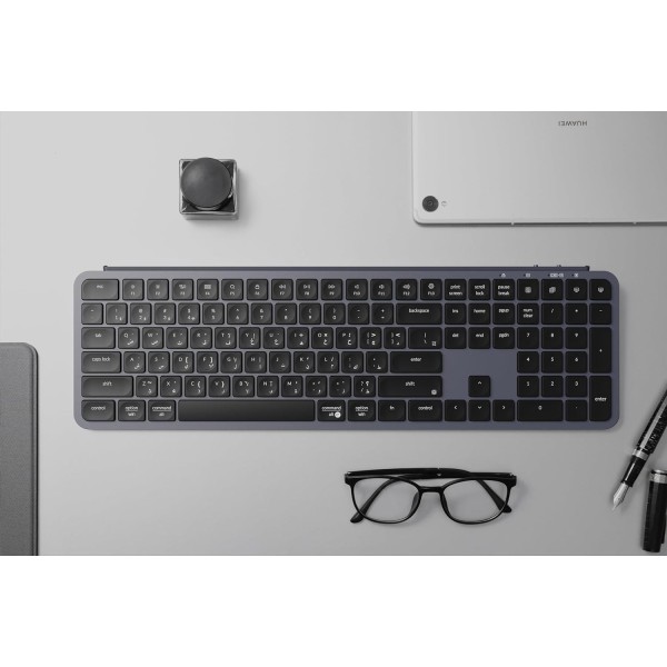 لوحة مفاتيح لاسلكية Keychron B6 Pro, اتصال متعدد عبر Bluetooth 5.2 و 2.4GHz وUSB-C,  بطارية بسعة 800mAh, معدل استجابة يصل إلى 1000Hz - رمادي