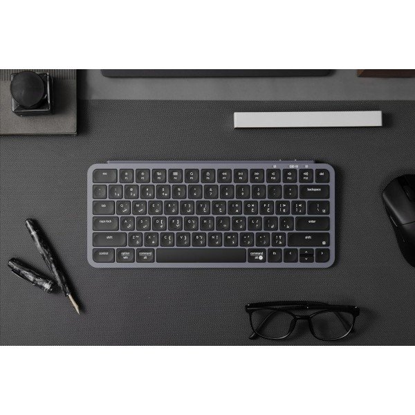 لوحة مفاتيح لاسلكية Keychron B1 Pro, اتصال متعدد عبر Bluetooth 5.2 و 2.4GHz وUSB-C,  بطارية بسعة 800mAh, تصميم 75% مضغوط - رمادي داكن