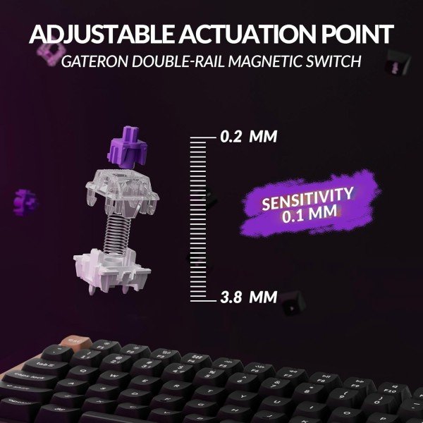 Keychron K2 HE 75% layout Keyboard, Magnetic switch technology, 1000 Hz polling - Matte Black Wooden Frame Keychron K2 HE 75% layout Keyboard, Magnetic switch technology, 1000 Hz polling - Matte Black Wooden Frame