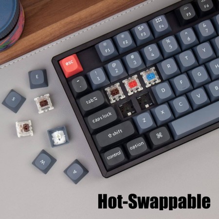 لوحة مفاتيح لاسلكية Keychron K8 Pro,  تصميم TKL بنسبة 80%, مفاتيح Gateron G Pro Red, سرعة استجابة إلى 1000Hz, إضاءة RGB - أسود
