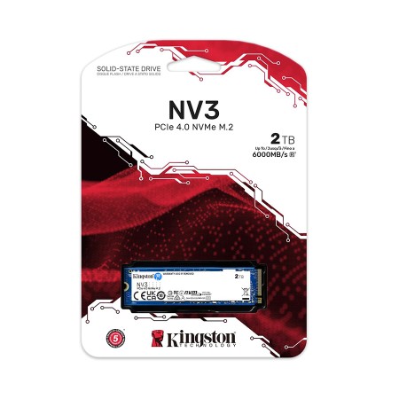 KINGSTON NV3 2000 2TB M.2 2280 NVMe SSD, PCIe 4.0 x4, read speed up to 6000MB/s, 3D NAND memory