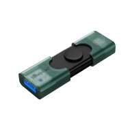 وحدة تخزين KINGSTON DataTraveler DUO ,USB, سعة 128GB,  ذاكرة USB مدمجة ومرنة لنقل البيانات, واجه توصيل مزدوجة USB-A و USB-C, دعم التشغيل الفوري - أسود/أحضر