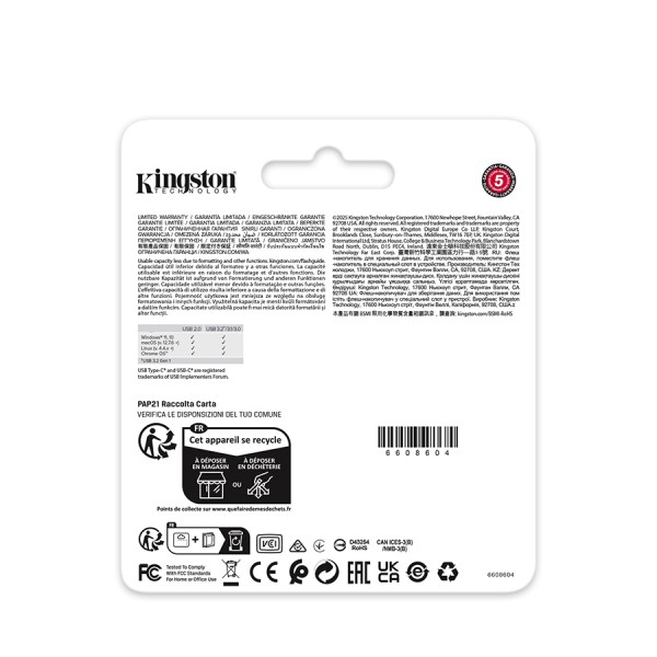 وحدة تخزين KINGSTON DataTraveler DUO ,USB, سعة 128GB,  ذاكرة USB مدمجة ومرنة لنقل البيانات, واجه توصيل مزدوجة USB-A و USB-C, دعم التشغيل الفوري - أسود/أحضر