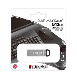 وحدة تخزين KINGSTON DataTraveler KYSON ,USB, سعة 512GB, سرعة قراءة تصل إلى 200MB/s , واجهة توصيل USB Type-A, دعم التشغيل الفوري - أسود/معدني