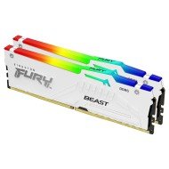 ذاكرة للتجميعات الاحترافية Kingston FURY Beast, سعة 64 جيجابايت DDR5, تردد 5600MHz,  تدعم EXPO وXMP 3.0, إضاءة ARGB - أبيض