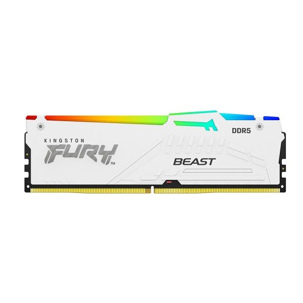 ذاكرة للتجميعات الاحترافية Kingston FURY Beast, سعة 64 جيجابايت DDR5, تردد 5600MHz, تدعم EXPO وXMP 3.0, إضاءة ARGB - أبيض ذاكرة للتجميعات الاحترافية Kingston FURY Beast, سعة 64 جيجابايت DDR5, تردد 5600MHz, تدعم EXPO وXMP 3.0, إضاءة ARGB - أبيض