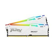 ذاكرة للتجميعات الاحترافية Kingston FURY Beast, سعة 64 جيجابايت DDR5, تردد 5600MHz,  تدعم EXPO وXMP 3.0, إضاءة ARGB - أبيض