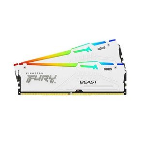 ذاكرة للتجميعات الاحترافية Kingston FURY Beast, سعة 64 جيجابايت DDR5, تردد 5600MHz,  تدعم EXPO وXMP 3.0, إضاءة ARGB - أبيض