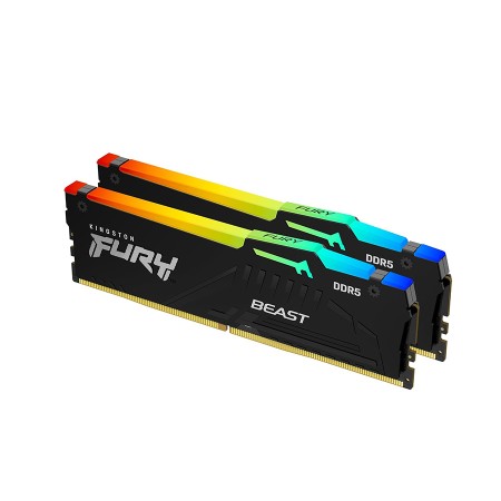 MEMORY DESKTOP KINGSTON FURY Beast RGB, 32GB (2×16GB) 6400MHz DDR5, CL32, Supports XMP and EXPO - BLACK