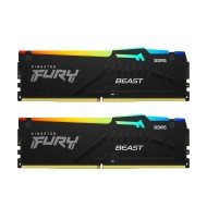 رامات احترافية KINGSTON FURY Beast, سعة 32 جيجابايت, سرعة 6400 ميجاهرتز DDR5, التوقيت CL32, إضاءة RGB, دعم منصات Intel و AMD - أسود