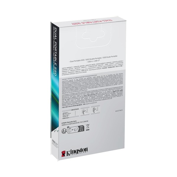 وحدة تخزين خارجية KINGSTON SPSD 1TB Dual, سعة 1 تيرا, سرعة قراءة حتى 1,050MB/s, واجه توصيل مزدوجة USB-A و USB-C, تقنية 3D NAND, دعم التشغيل الفوري  - أسود/أحمر