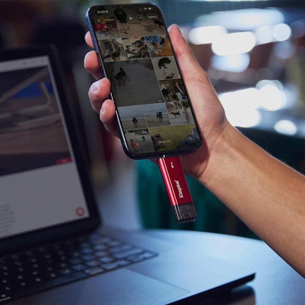 وحدة تخزين خارجية KINGSTON SPSD 1TB Dual, سعة 1 تيرا, سرعة قراءة حتى 1,050MB/s, واجه توصيل مزدوجة USB-A و USB-C, تقنية 3D NAND, دعم التشغيل الفوري  - أسود/أحمر