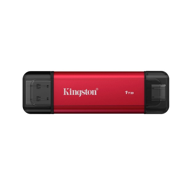 وحدة تخزين خارجية KINGSTON SPSD 1TB Dual, سعة 1 تيرا, سرعة قراءة حتى 1,050MB/s, واجه توصيل مزدوجة USB-A و USB-C, تقنية 3D NAND, دعم التشغيل الفوري  - أسود/أحمر