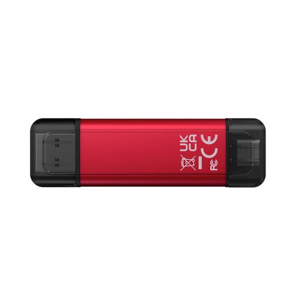 وحدة تخزين خارجية KINGSTON SPSD 1TB Dual, سعة 1 تيرا, سرعة قراءة حتى 1,050MB/s, واجه توصيل مزدوجة USB-A و USB-C, تقنية 3D NAND, دعم التشغيل الفوري  - أسود/أحمر