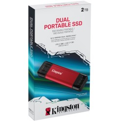 KINGSTON 2TB Dual Portable SSD - USB-A & USB-C Connectors - Up to 1050MB/s