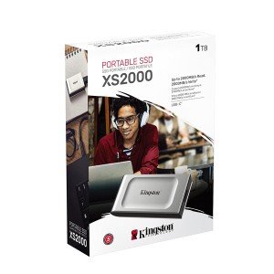 وحدة تخزين خارجية KINGSTON XS2000, سعة تخزين 1 تيرابايت , سرعة نقل عالية تصل إلى 2000MB/s, مقاوم للصدمات والخدوش, واجهة USB 3.2 Gen 2 - فضي