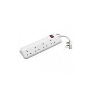 توصيلة كهرباء من Legrand بـ 4 مخارج، طول كابل 5 متر، مزودة بحماية للأطفال ومفتاح تشغيل/إيقاف مضيء - ابيض