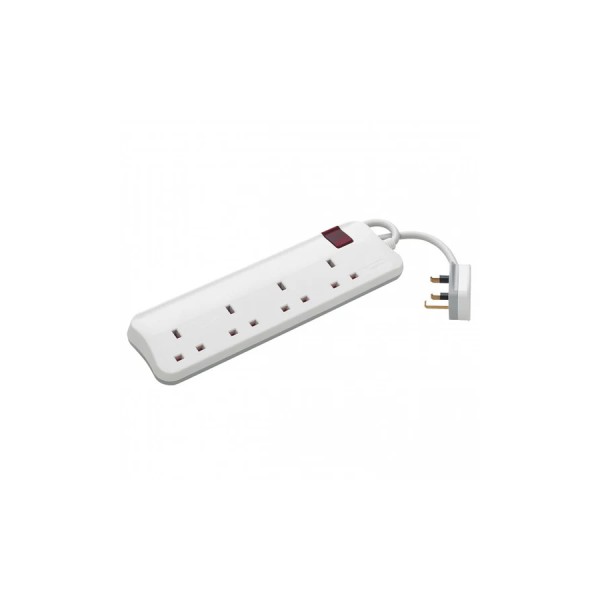 توصيلة كهرباء من Legrand بـ 4 مخارج، طول كابل 5 متر، مزودة بحماية للأطفال ومفتاح تشغيل/إيقاف مضيء - ابيض